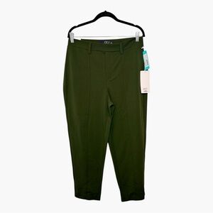 BBJ Los Angeles Green Nina Knit Crepe Trousers High Rise Straight Leg Large